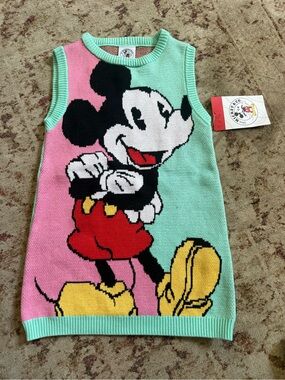 Disney Kids Sleeveless Dress Mint Green Pink with Red Yellow Black